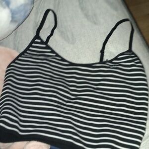 Black n white striped crop top